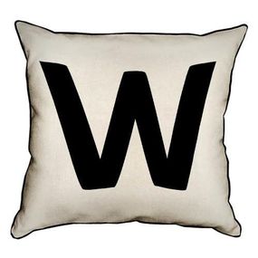 Подушка с мешковины Английская буква W 45x45 см (45PHB_ABC046_WH)
