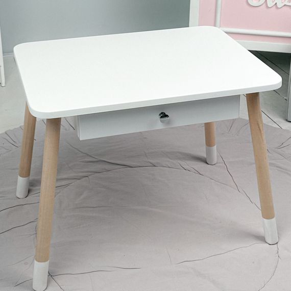 Дитячий столик з висувним ящиком 46х60х45, стіл трюмо в дитячу кімнату, білий