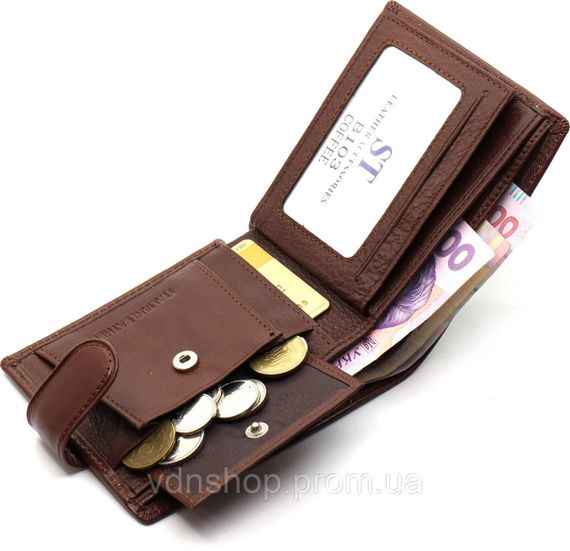 Коричневое мужское портмоне из натуральной кожи с фиксацией ST Leather ST103 | Зображення 6