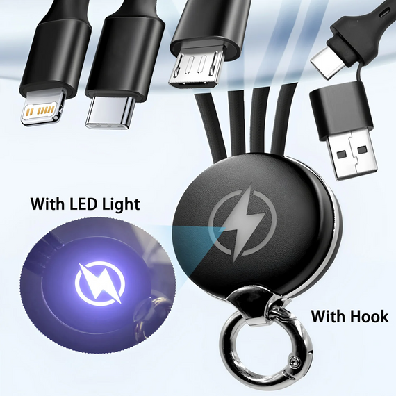 Кабель-брелок 3 в 1 USB для швидкого заряджання 5 A Type-C Lightning Micro USB | Зображення 3