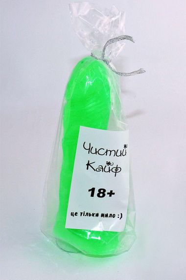 Крафтове мило-член із присоскою Чистий Кайф Green size L, натуральне Sex Aura | Зображення 2