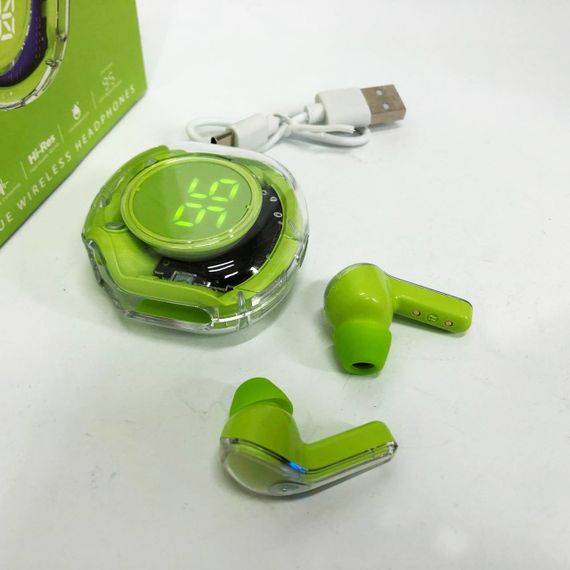 Бездротові навушники TWS T8 PRO з прозорим кейсом Вакуумний LED дисплей Bluetooth 5.3. AO-336 Колір: зелений | Зображення 7