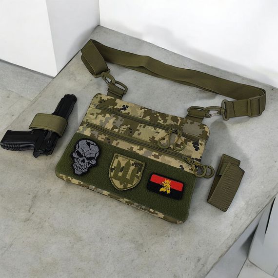 Сумка-кобура піксель камуфляж, тактична чоловіча наплічна сумка з тканини кордури AOR -1 | Зображення 9