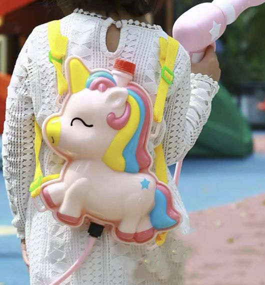 Водяний пістолет з рюкзаком помповий механізм Єдиноріг Рожевий | Зображення 1