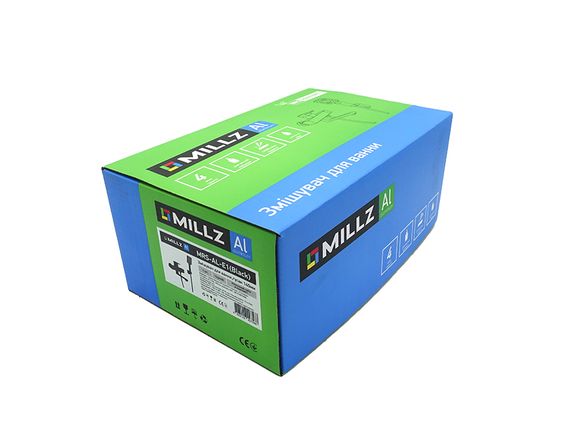 Змішувач для ванни вилив 14 см MILLZ чорний MRS-AL-E1(Black) 1/10 | Зображення 7