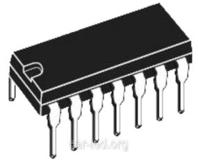 К555ТЛ2 (SN74LS14) DIP-14 мікросхема представляють собою шість тригерів Шмітта-інверторів
