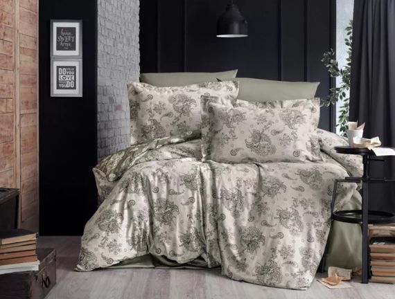 Постільна білизна євро Arya Vogue Органік Жаккард Tama AR-A107261 200х220 см