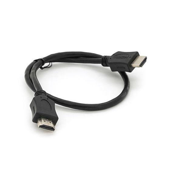 Кабель Merlion HDMI-HDMI HIGH SPEED 0.5m, v1.4, OD-7.5mm, круглий Black, коннектор Black, (Пакет) Q500