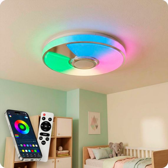 Люстра світлодіодна 517 Dlight RGB з пультом і  колонкою 70Вт Білий (02150) | Зображення 9