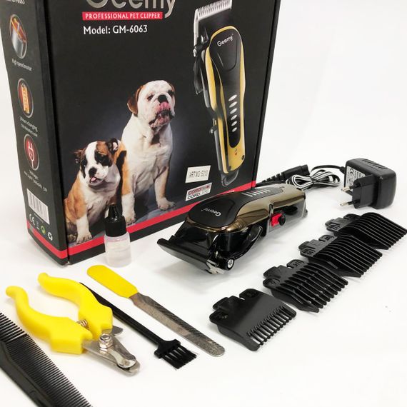 Машинка для стрижки животных Gemei GM 6063 + 4 насадки груминга ER-67 | Зображення 6