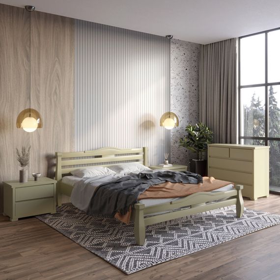 Полуторне дерев'яне ліжко Mebigrand Монако Оливковий (RAL1020) 120х190 см (MBG-4279)