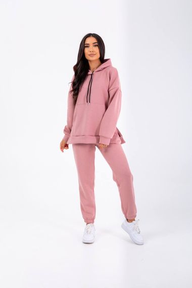 Женский очень теплый спортивный костюм тройка с жилетом NB23027 цвет пудровый, размер 42/44 | Зображення 2