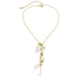 Колье с подвеской в форме цветов и жемчуга Primo Lily – Gold