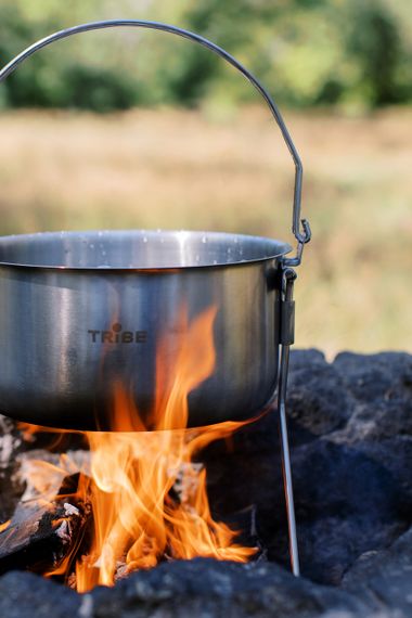 Казанок туристичний Tribe Fire Pot 5,4л сталевий великий, Похідний казан трайб з підставкою, Казанок для походу компанією | Зображення 8