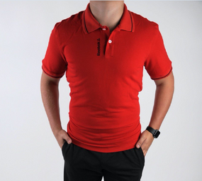 Мужское поло-футболка на пуговицах BD0032 цвет красный, размер L