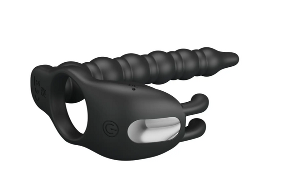 Эрекционное вибро кольцо, с насадкой для анального секса и функциеей памяти Pretty Love - Blackney Black sexst | Зображення 6