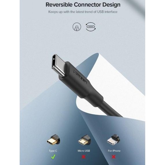 Дата кабель USB 2.0 AM to Type-C 2.0m US287 Black Ugreen (60118) | Зображення 4
