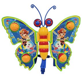 Детская каталка на палочке "Бабочка" 305 погремушка, машет крыльями Голубой