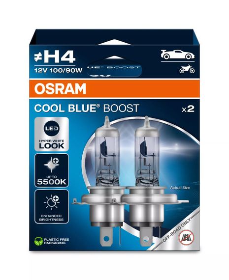 Лампа H4 12V 100/90W P43t COOL BLUE BOOST OSRAM 62193CBB-2HB