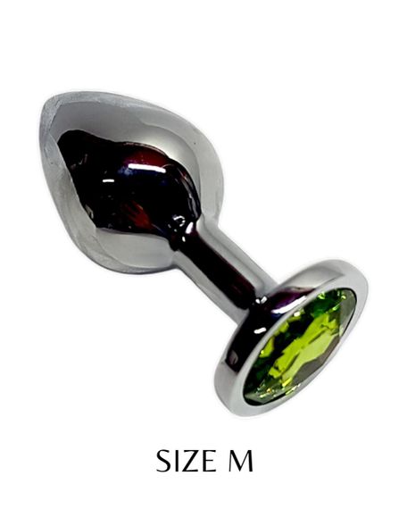 Металевий Анальна пробка Silver, light green crystal розмір М sexstyle | Зображення 3