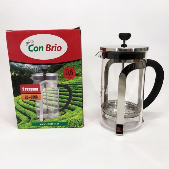 Френч-прес Заварник для чаю та кави Con Brio CB-5560 600 мл, Чайник самовар скляний для заварки | Зображення 9
