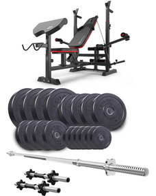 Набір Elitum Titan 89кг з лавою HS-1075 Pro, штангою та гантелями