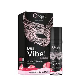Жидкий вибратор Orgie Dual Vibe! Strawberry Gin & Tonic Kissable Liquid Vibrator, 15 мл Sex Aura