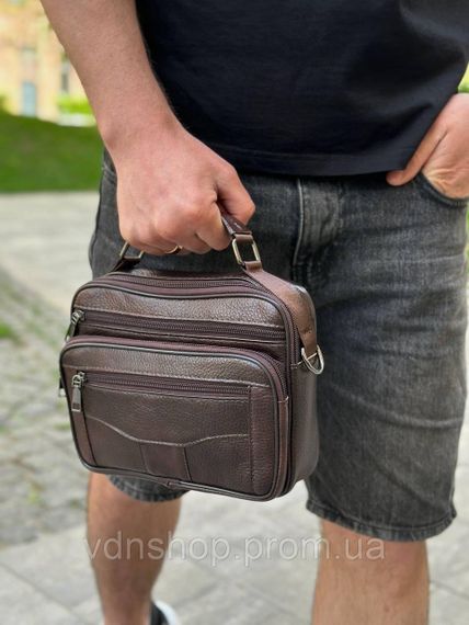 Чоловіча шкіряна сумка барсетка 23х19х7, месенджер через плече з коричневою ручкою BEXHILL 61881B | Зображення 9