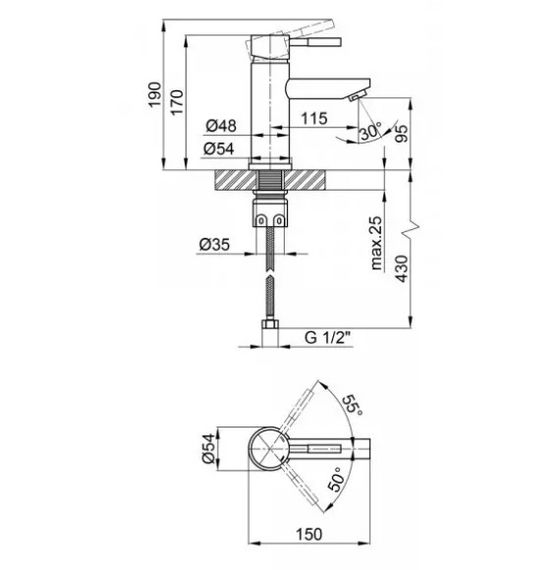 Змішувач для раковини WEZER EKO1A-01 | Зображення 1