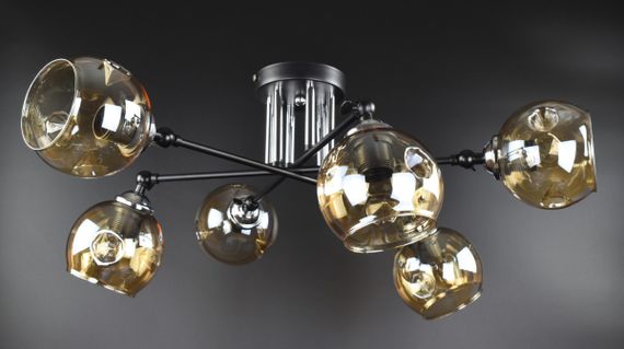 Люстра стельова на 6 лампочок 26169 Чорний 25х72х72 см. | Зображення 1