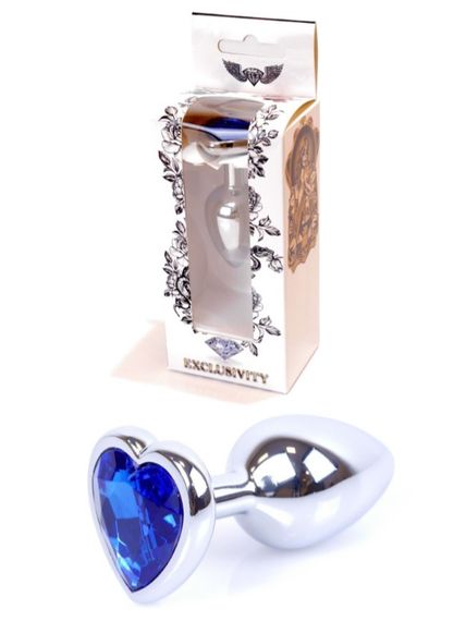 Анальна пробка - Jewellery Silver  Heart PLUG- Dark Blue sexstyle