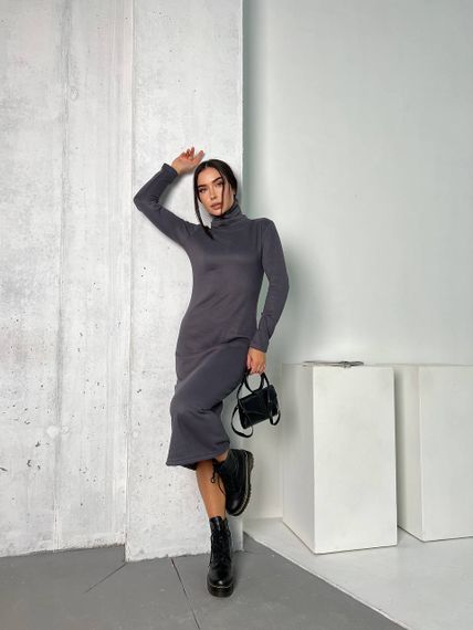 Женское облегающее платье-гольф миди NB24002 серое, размер 46/48