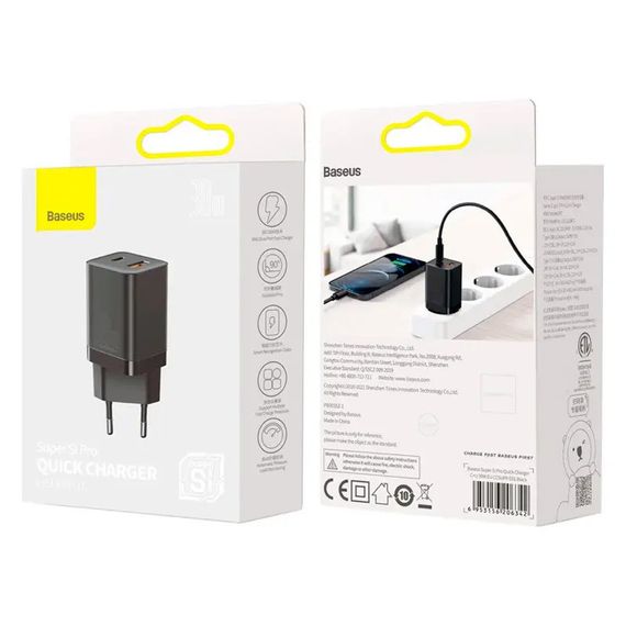 МЗП Baseus Super Si Pro Quick Charger 30W (1USB-A/1C) (CCSUPP-E) Black | Зображення 5