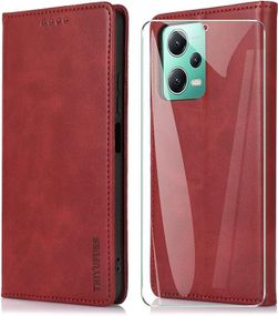 Чохол-книжка із загартованим склом, Гаманець зі штучної шкіри Магнітний фліп-гаманець для Xiaomi