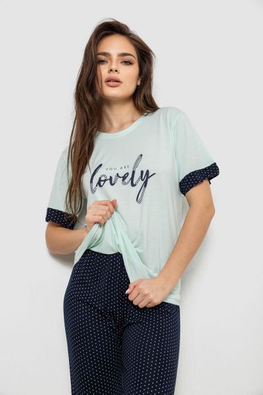 Пижама женская с принтом  -уценка, цвет мятный, 243R2113-U-10 | Зображення 1