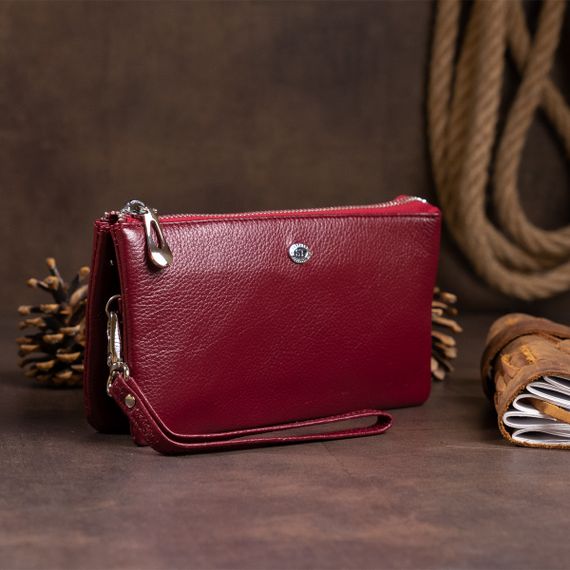 Вместительный клатч на два отделения женский ST Leather 19249 Бордовый | Зображення 5
