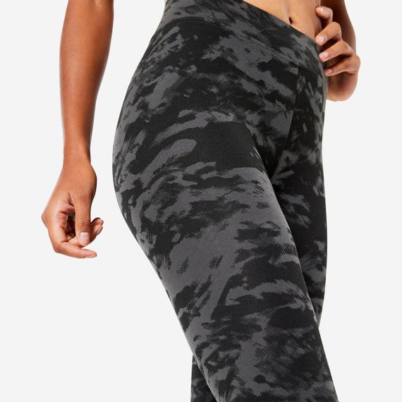 Легінси жіночі Fit+ 500 для фітнесу чорні з принтом - XL UA48-50L31 | Зображення 3