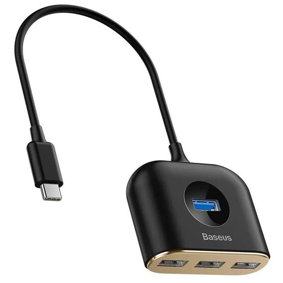 Переходник HUB Baseus Square round 4-in-1 UBS3.0 1m (CAHUB-AY) Black | Зображення 2