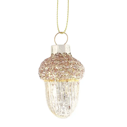 Ялинкова прикраса зі скла Жолудь 5,5см, колір - золото антик