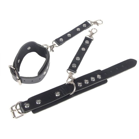 Гартери з наручниками Star Night Sexy Bondage з екошкіри, чорні, One Size Sex Aura | Зображення 3