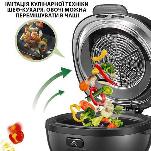 Smart-аерогриль Zepline ZP-140, аерофритюр 10 л, 4000 Вт, 18 програм, сенсорне керування, чорний Сірий | Зображення 8