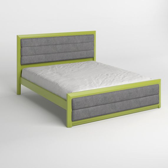 Полуторне дерев'яне ліжко Mebigrand Барселона Б5 Лайм (S3050G70Y)/Аляска 93 (Сірий) 120х190 см (MBG-14284) | Зображення 1