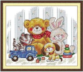 Набір для вишивання за нанесеною на канву схемою "Good Friends". AIDA 14CT printed 35*31 см