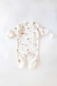 Ромпер для малюка на блискавці двонитка з начосом, розмір 68-92 принт Сафарі 80