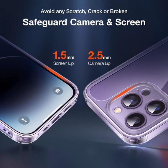 Чехол LK 3-в-1 для iPhone 14 Pro: защита экрана, объектива, противоударный, прозрачный | Зображення 2
