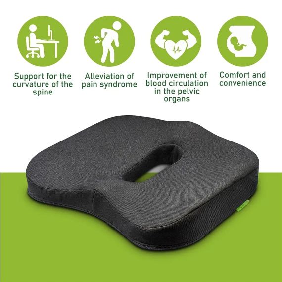 Ортопедична подушка Memory Foam Comfort Seat — ергономічна накладка на сидіння з вирізом для куприка | Зображення 4