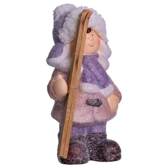 Новорічна фігурка Дівчинка з лижами з фарфору 12×10×22 (см) новорічний декор для дому, квартири, офісу CR-5-2 | Зображення 1
