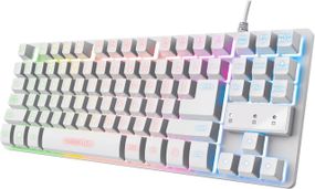 Игровая клавиатура Trust GXT 833W Thado TKL компактная белая QWERTY (английский), RGB-подсветка, Anti-Ghosting