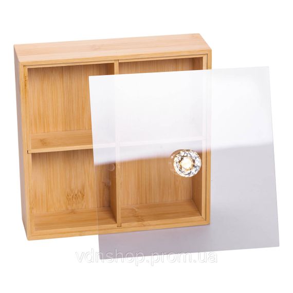 Менажниця дерев'яна на 4 секції з кришкою для закусок 22×22×8 (см) квадратна HB-40-2 | Зображення 2