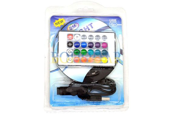 Комплект світлодіодна USB стрічка лента LEDSTRIP LED 5050 2 метри RGB SMD різнокольорова +Контролер +Пульт Польща! | Зображення 1